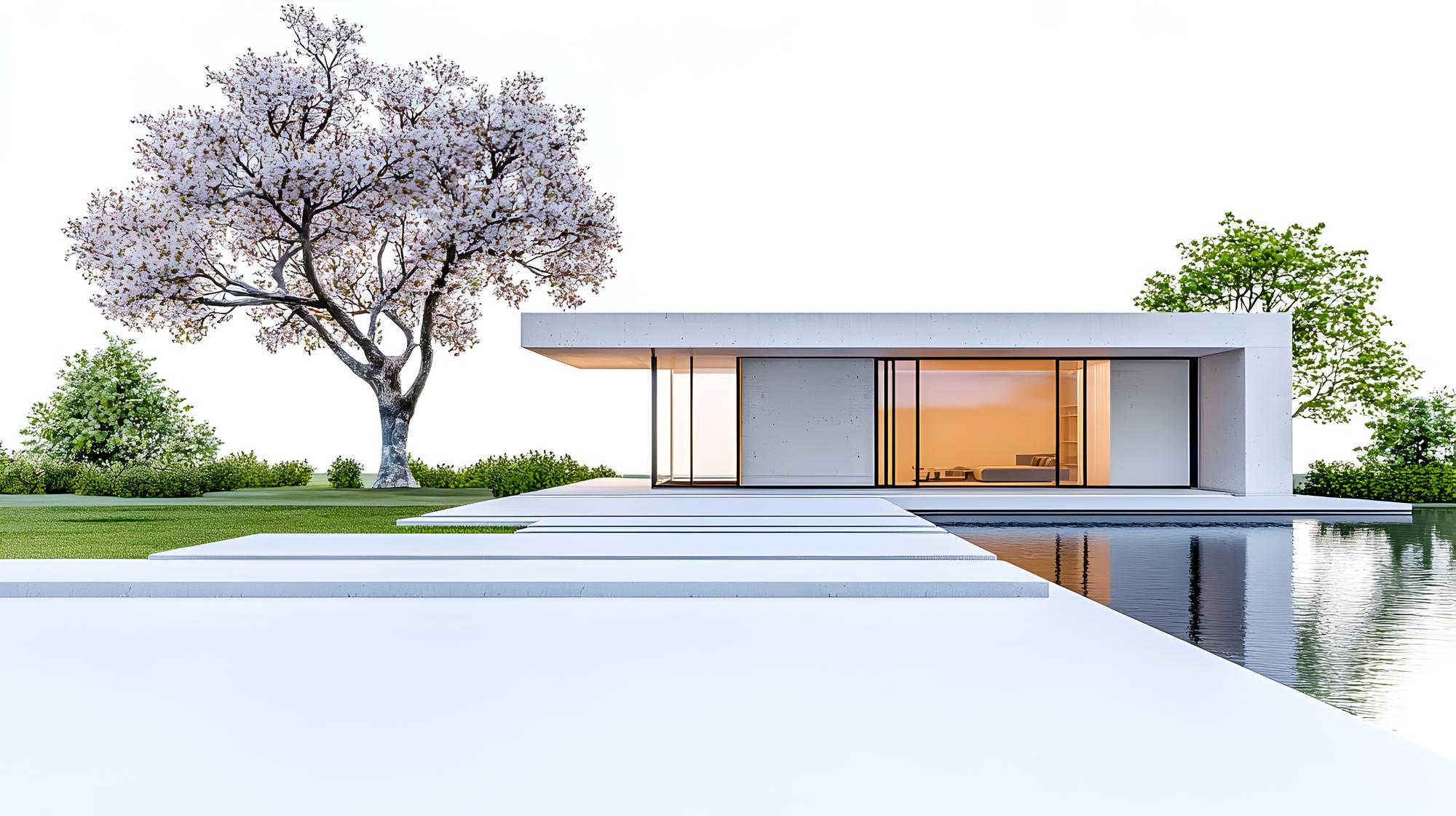 Fotografie exterior casă modernă cu grădină